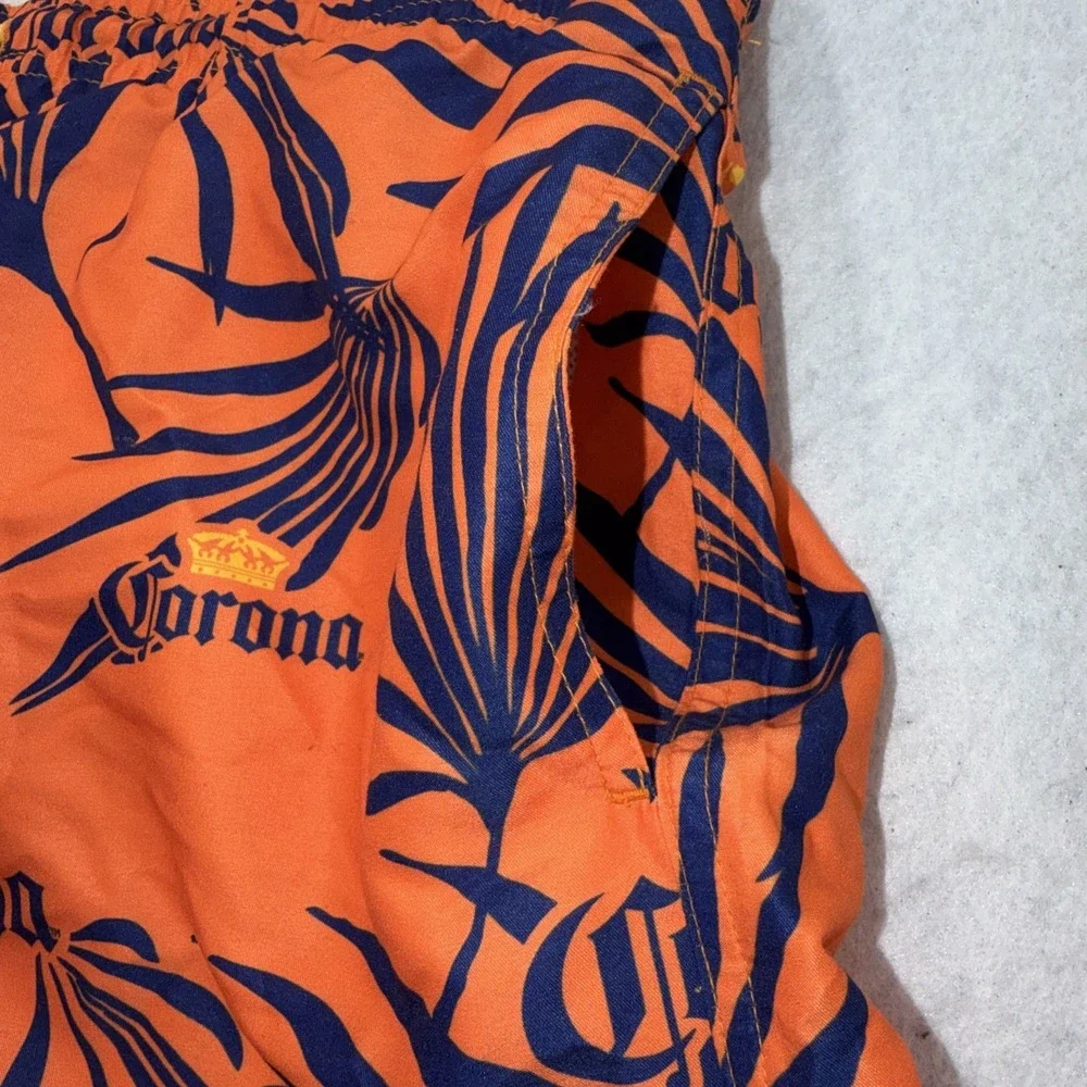 Corona Men's Swimwear Size Large Pool Beach Trunks‎ , Shorts Orange With Blue